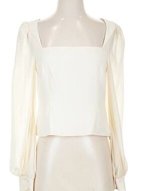 LPA Cream Square-Neck Long Sleeve Blouse